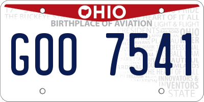 OH license plate GOO7541