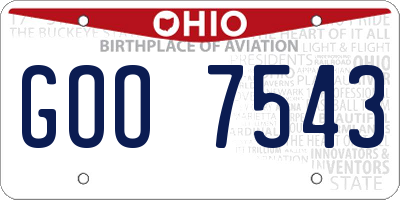 OH license plate GOO7543