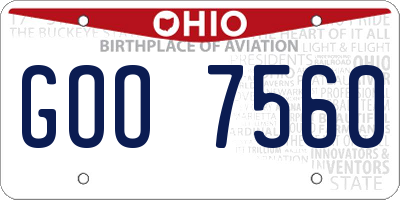 OH license plate GOO7560