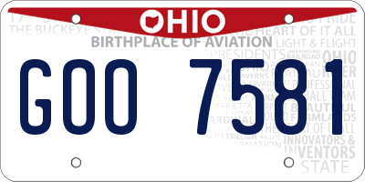 OH license plate GOO7581