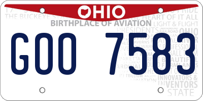 OH license plate GOO7583