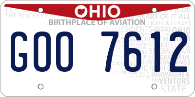 OH license plate GOO7612