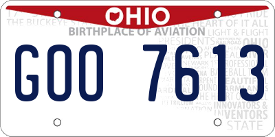 OH license plate GOO7613