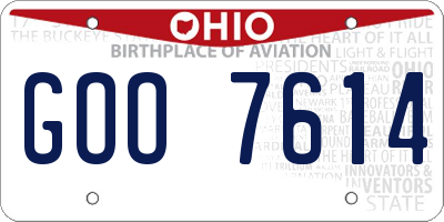 OH license plate GOO7614