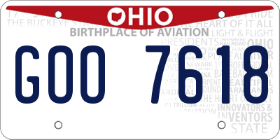 OH license plate GOO7618