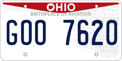 OH license plate GOO7620