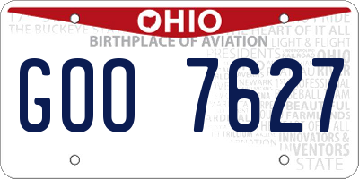 OH license plate GOO7627