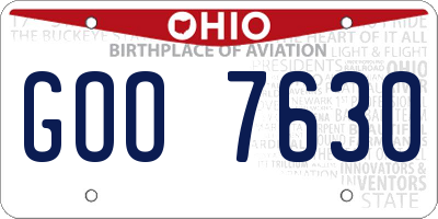 OH license plate GOO7630
