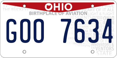 OH license plate GOO7634
