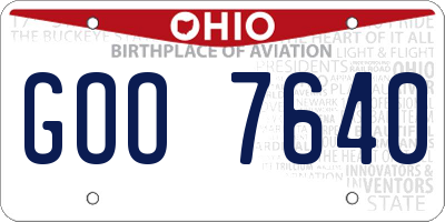 OH license plate GOO7640