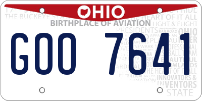 OH license plate GOO7641