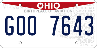 OH license plate GOO7643