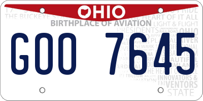OH license plate GOO7645