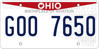 OH license plate GOO7650