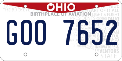 OH license plate GOO7652