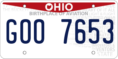 OH license plate GOO7653