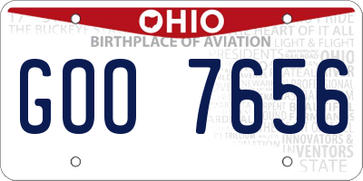 OH license plate GOO7656