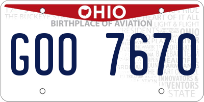 OH license plate GOO7670