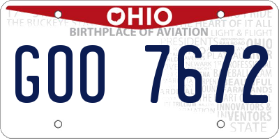 OH license plate GOO7672