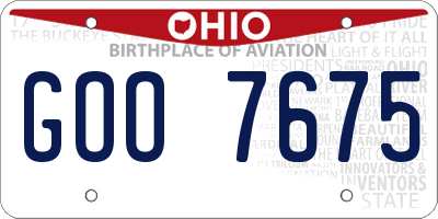 OH license plate GOO7675