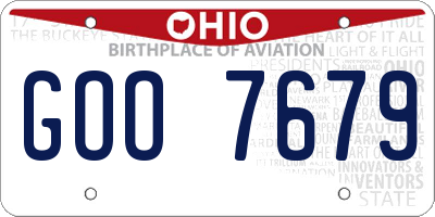 OH license plate GOO7679