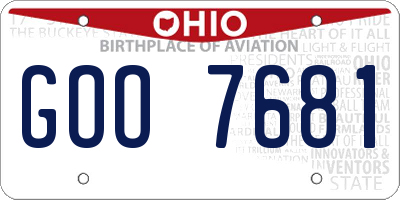 OH license plate GOO7681