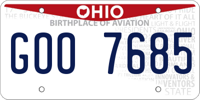 OH license plate GOO7685