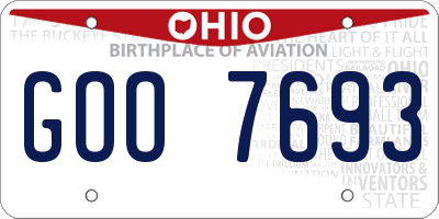 OH license plate GOO7693
