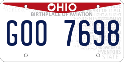 OH license plate GOO7698