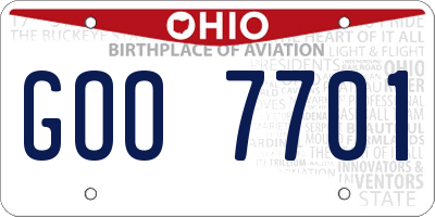 OH license plate GOO7701