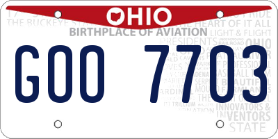 OH license plate GOO7703