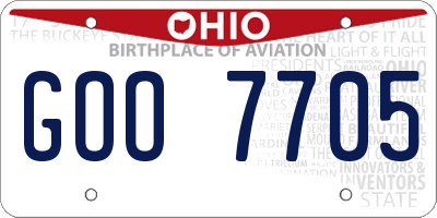 OH license plate GOO7705