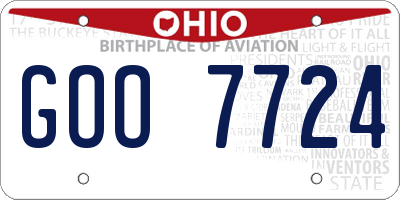 OH license plate GOO7724