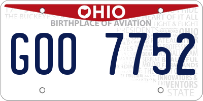 OH license plate GOO7752