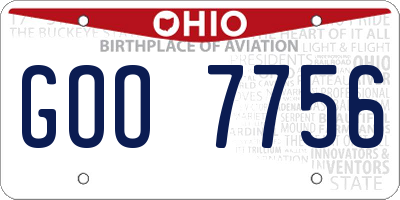 OH license plate GOO7756
