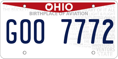 OH license plate GOO7772