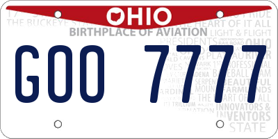 OH license plate GOO7777