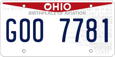 OH license plate GOO7781