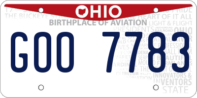 OH license plate GOO7783