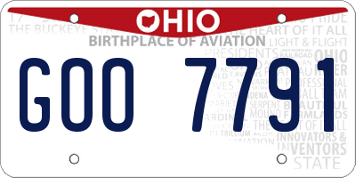 OH license plate GOO7791