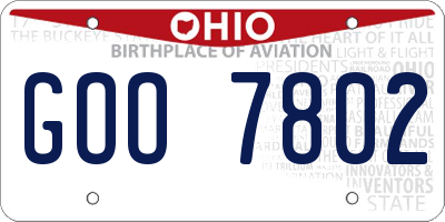 OH license plate GOO7802