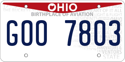 OH license plate GOO7803