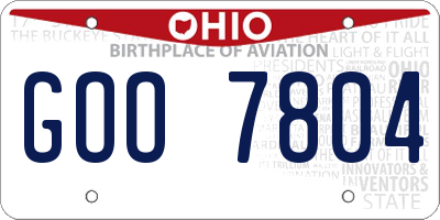 OH license plate GOO7804