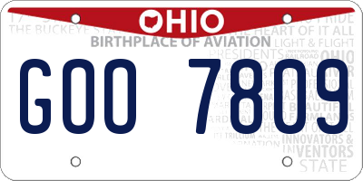 OH license plate GOO7809