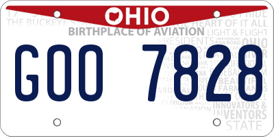OH license plate GOO7828