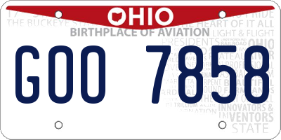 OH license plate GOO7858