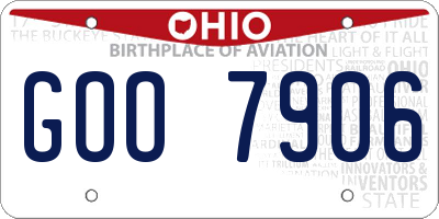 OH license plate GOO7906