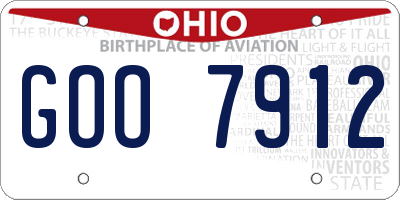 OH license plate GOO7912