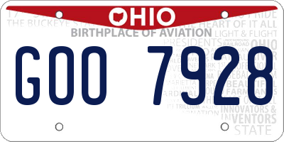 OH license plate GOO7928