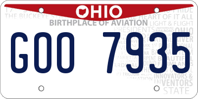 OH license plate GOO7935